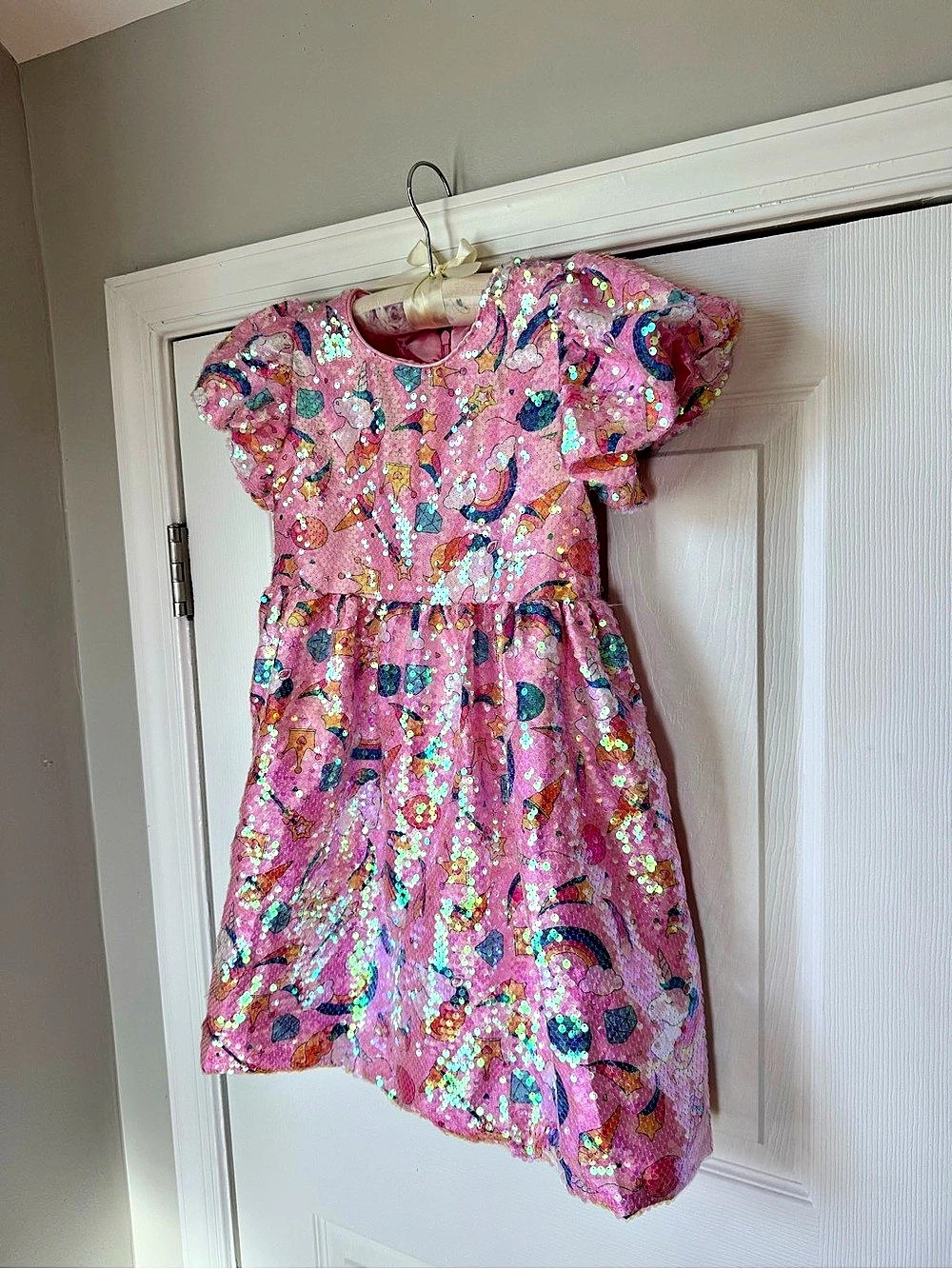 Lola + The Boys Unicorn Lovers Sequin Dress Pink Multicolor